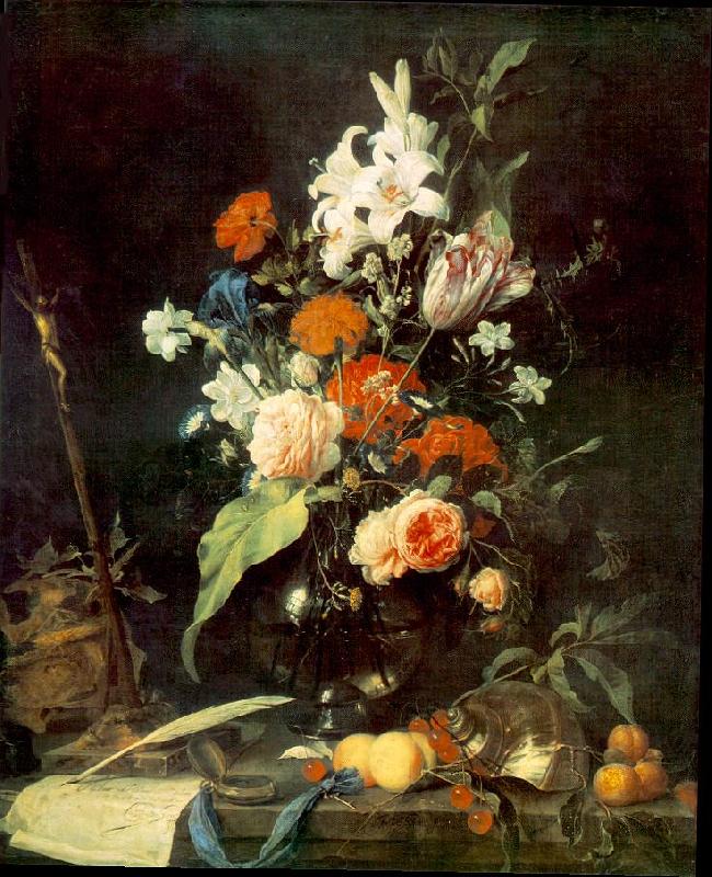 HEEM, Jan Davidsz. de Flower Still-life with Crucifix and Skull af oil painting image